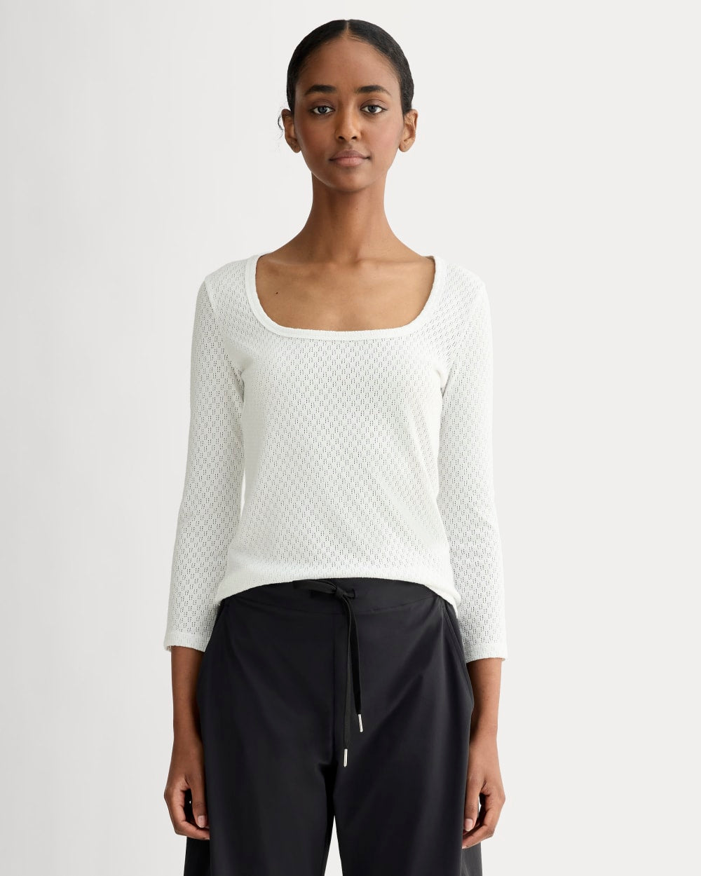 womens-pointelle-scoop-neck-top-white | primary