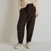 womens-linen-pull-on-barrel-pant-chocolate-brown-black | primary