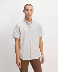 mens-organic-short-sleeve-oxford-shirt-charcoal-white | primary