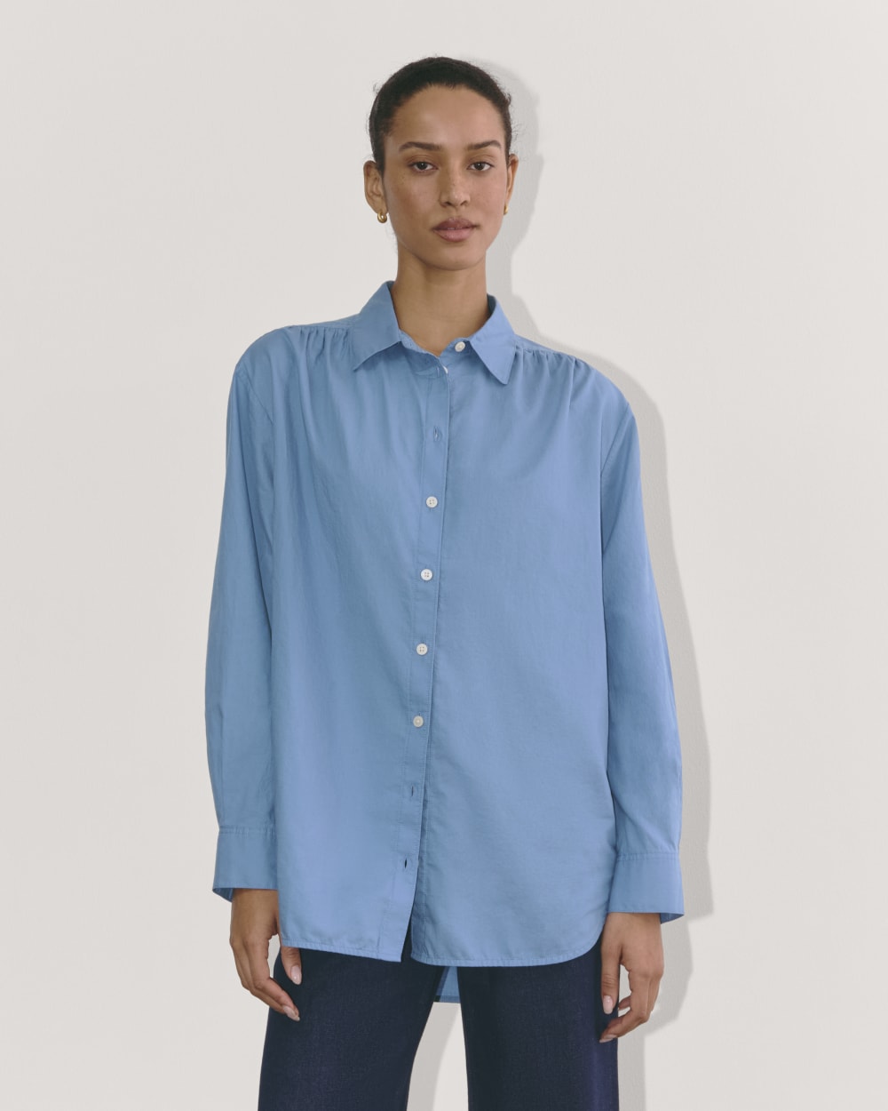 womens-gathered-shirt-silky-cotton-bluebell | primary