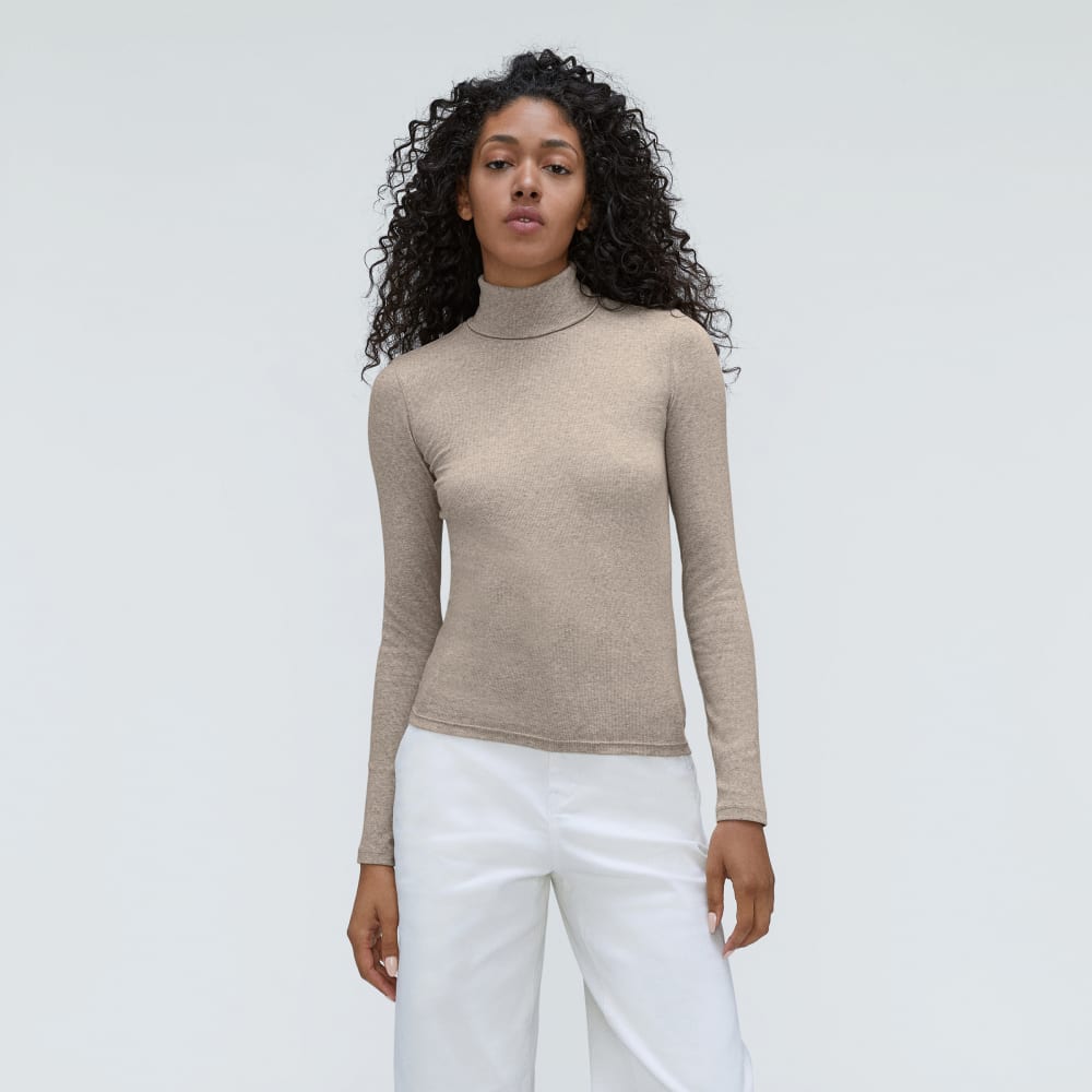 womens-supima-rib-turtleneck-heathered-burnt-sugar | primary