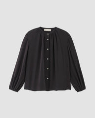 womens-clean-silk-shirred-blouse-black | alt