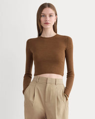 womens-cropped-crew-top-ultrafine-merino-heathered-toffee | primary