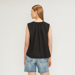 womens-gathered-tie-front-top-black