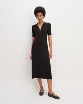 womens-viscose-knit-polo-midi-dress-black | primary