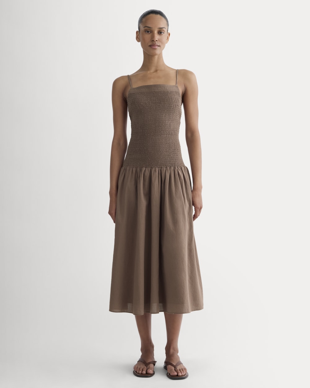 womens-gauze-open-back-dress-mocha | primary