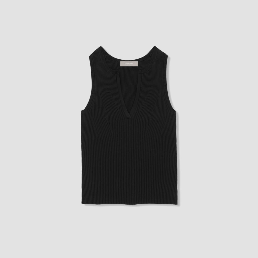 womens-ribbed-cutaway-tank-black | alt