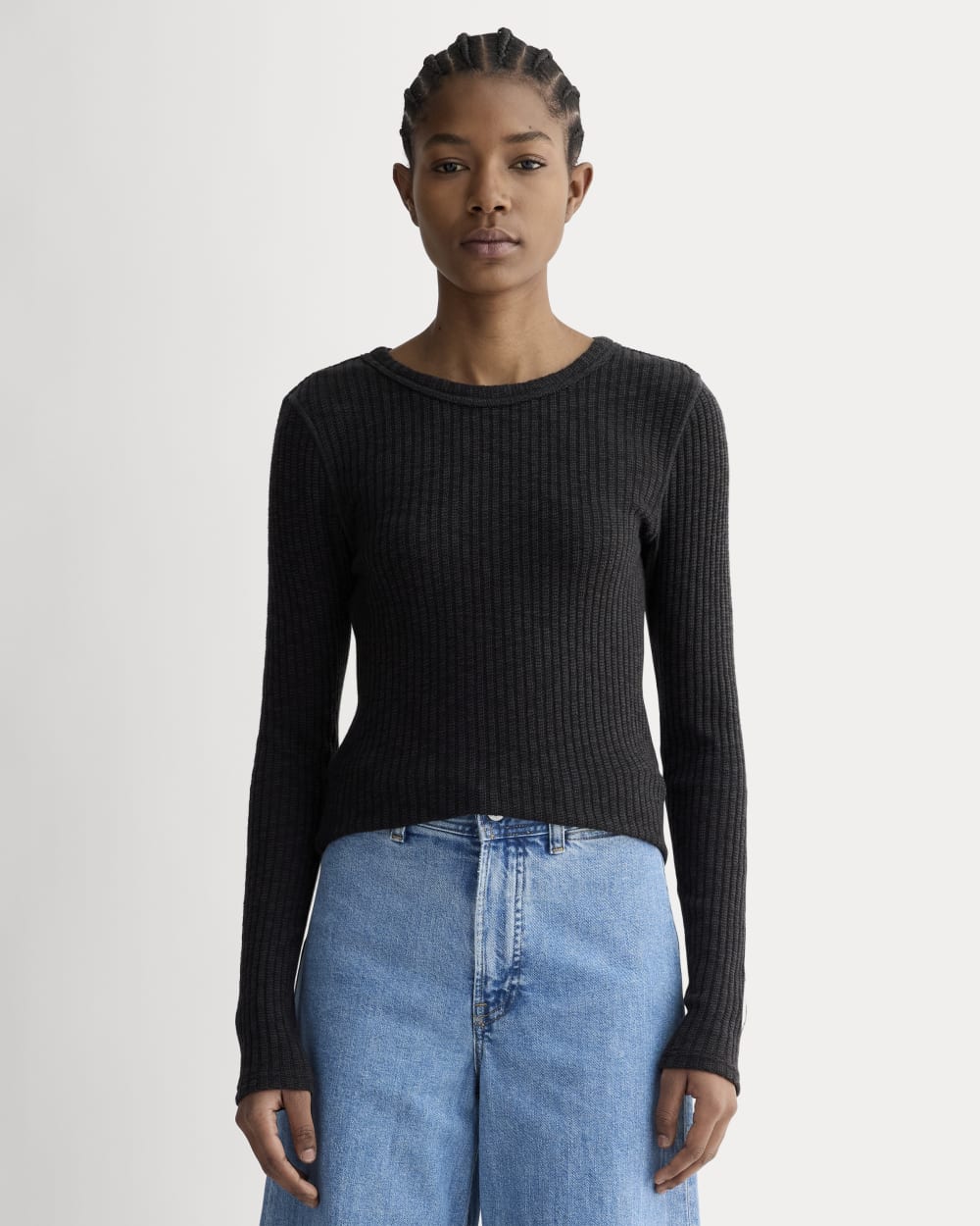 womens-rib-knit-crew-black | primary