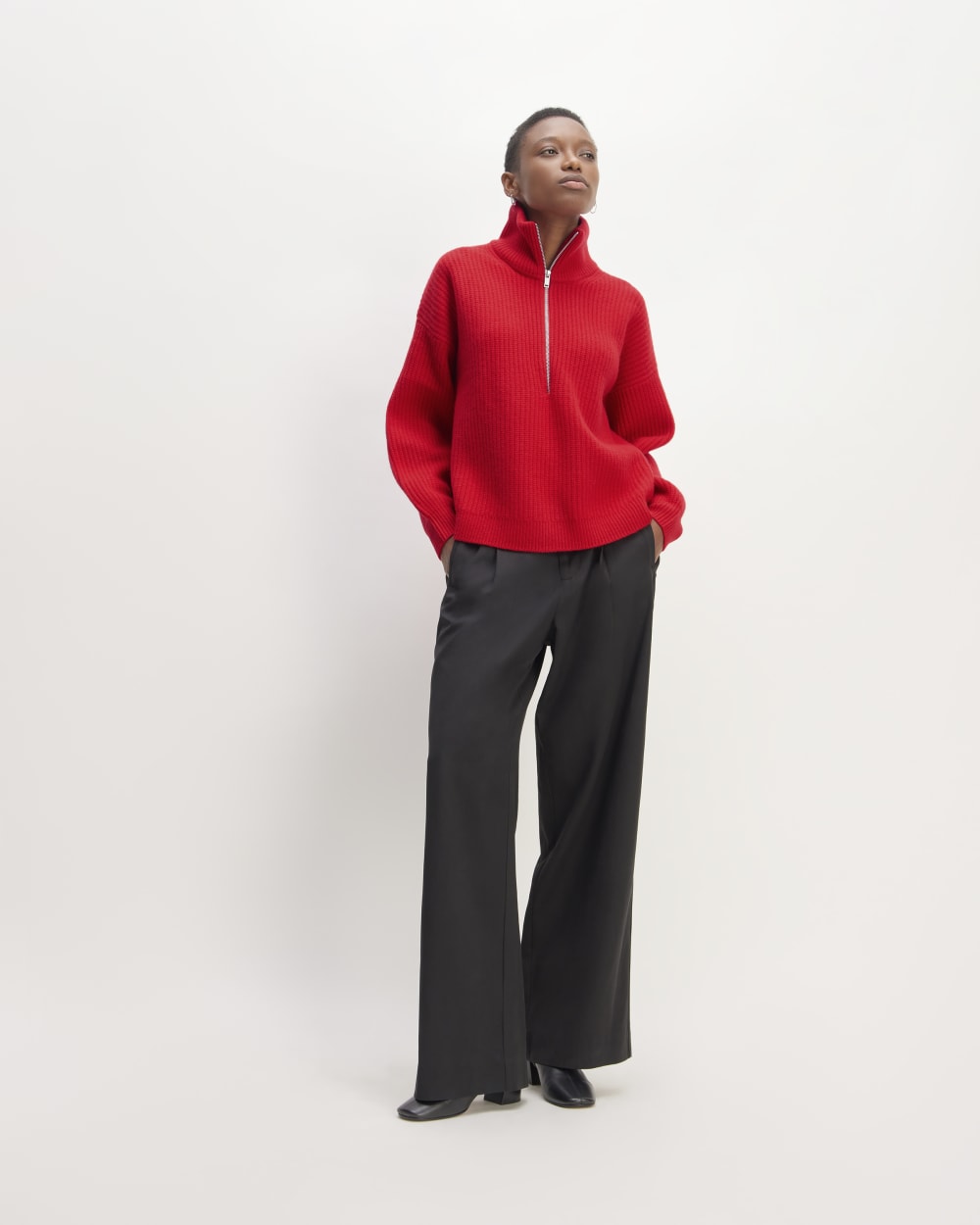 womens-felted-merino-halfzip-sweater-classic-red