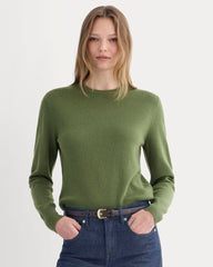 womens-cashmere-slim-crew-sweater-forest-green | primary