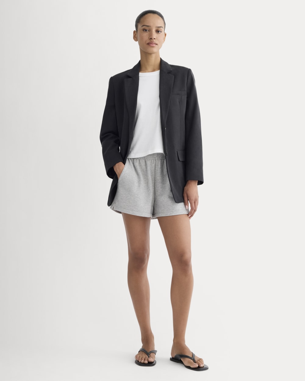 womens-off-duty-french-terry-short-heathered-grey | primary