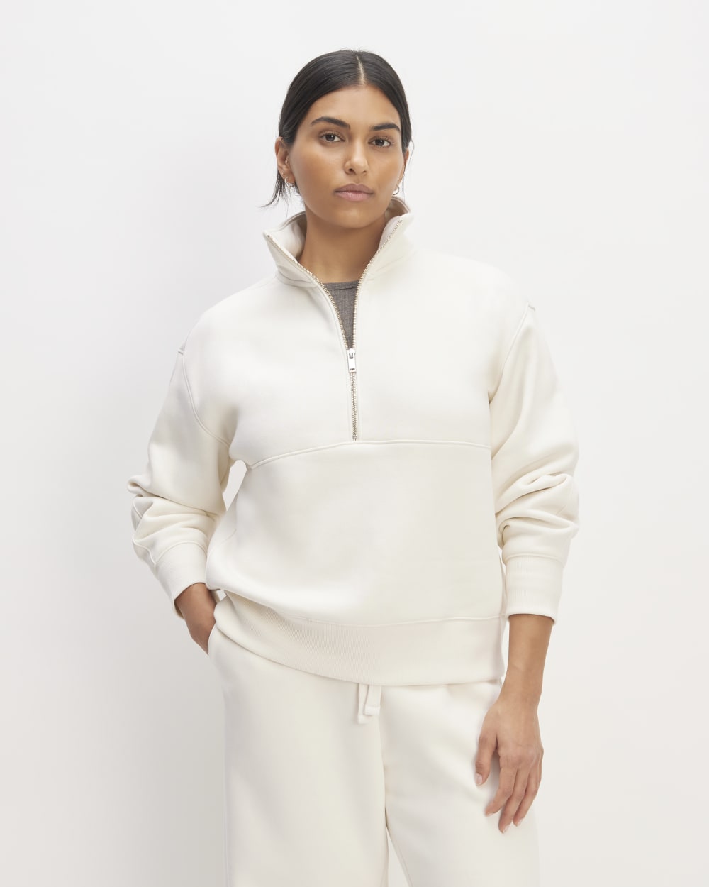 womens-retrack-half-zip-sweatshirt-bone | primary
