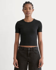 womens-cropped-short-sleeve-rib-tee-black | primary