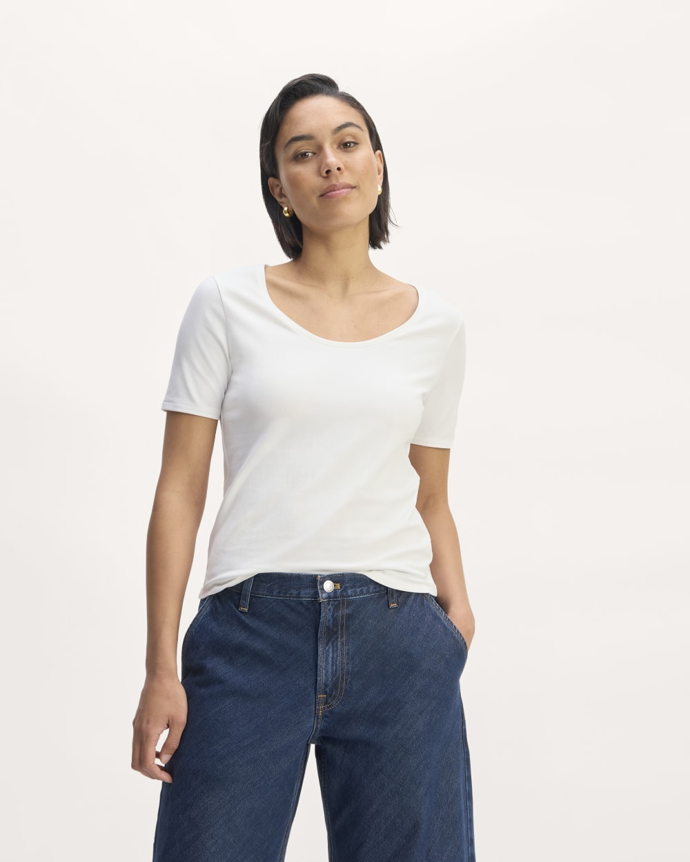 womens-supima-form-scoop-neck-tee-white | primary
