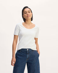 womens-supima-form-scoop-neck-tee-white | primary