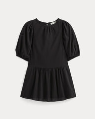 womens-gauze-puff-sleeve-mini-dress-black | alt