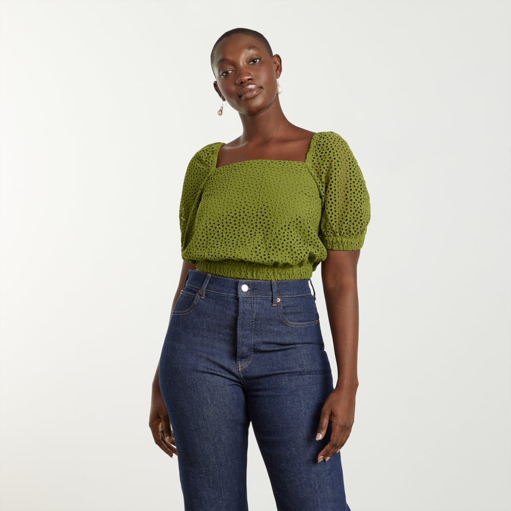 womens-eyelet-puff-sleeve-top-moss