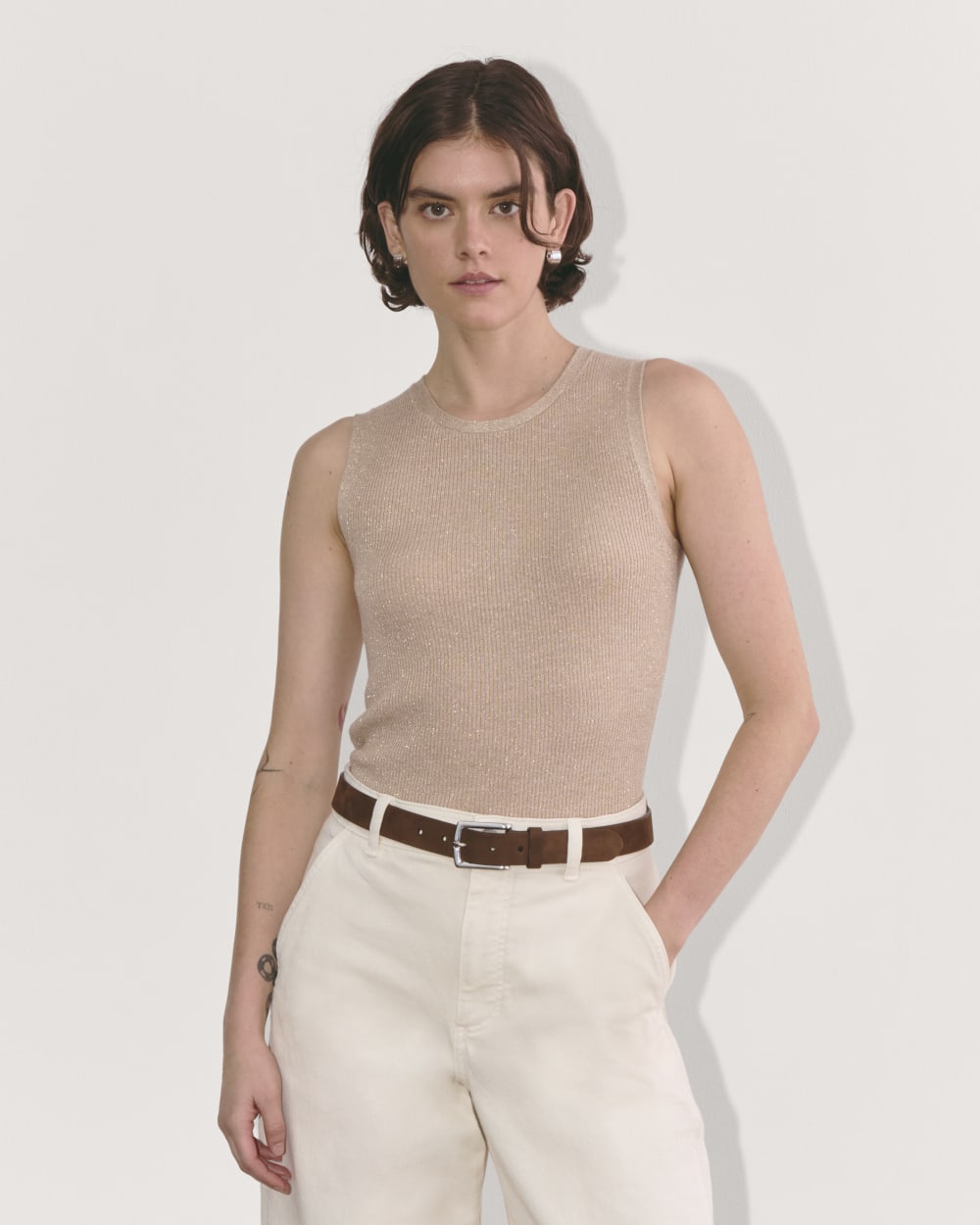 womens-lurex-merino-ribbed-tank-gold | primary