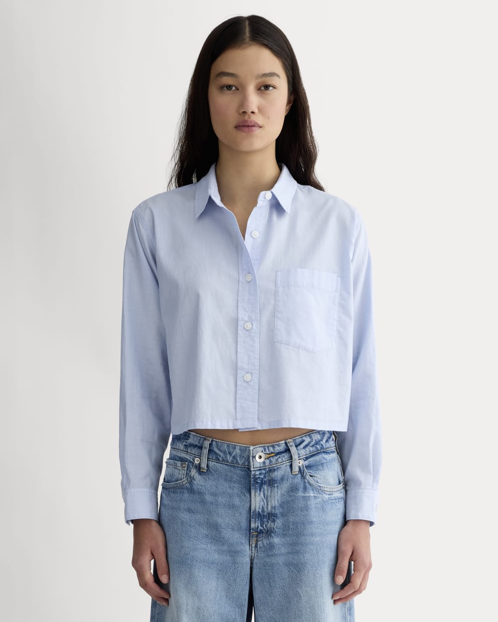 womens-silky-cttn-cropped-shirt-chambray-blue | primary