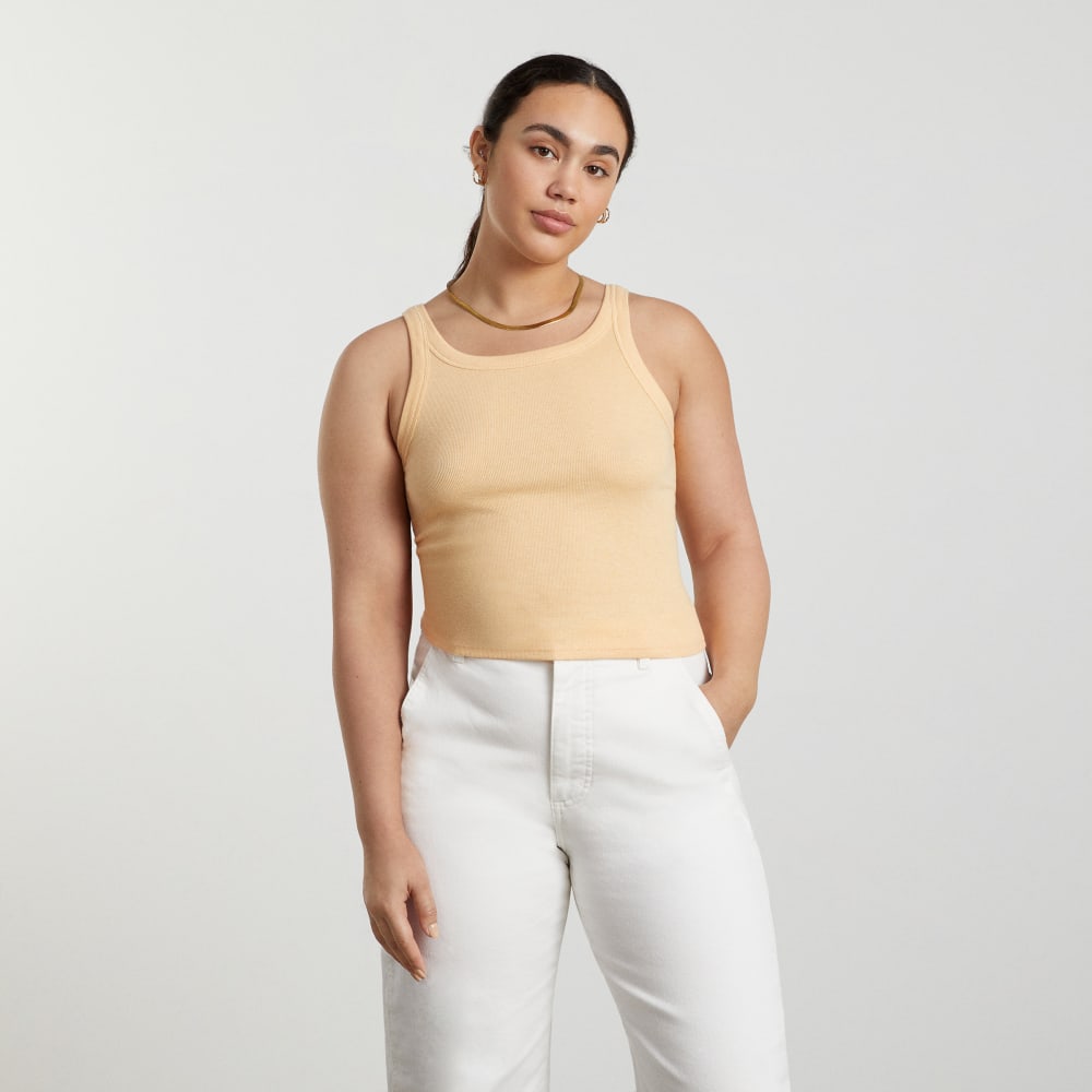 womens-cropped-pima-rib-tank-melon | primary