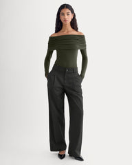 womens-off-shoulder-top-butterluxe-dark-green