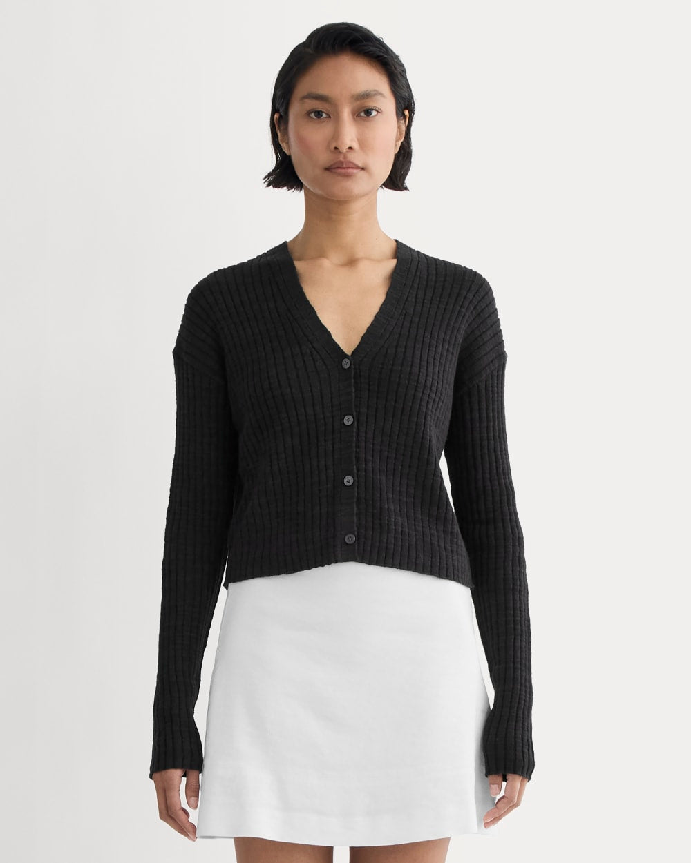 womens-ribbed-cardigan-in-cotton-linen-black | primary