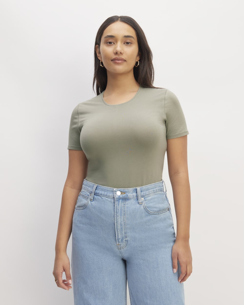 womens-supima-stretch-crew-neck-tee-sage-green | primary