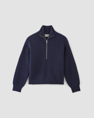 womens-felted-merino-halfzip-sweater-navy | alt