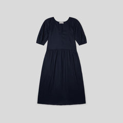 womens-linen-puff-sleeve-dress-navy | alt