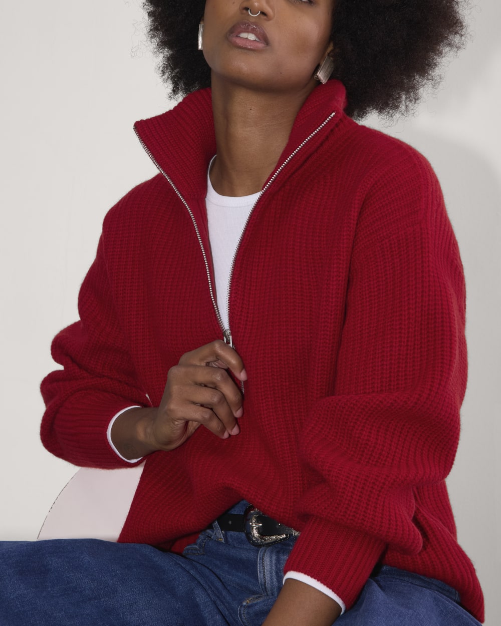 womens-felted-merino-halfzip-sweater-berry-red