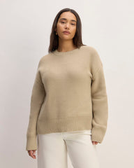 womens-cotton-honeycomb-square-crew-trench-coat-khaki | primary