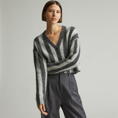 womens-alpaca-v-neck-cropped-cardigan-light-heather-grey-dark-charcoal | primary