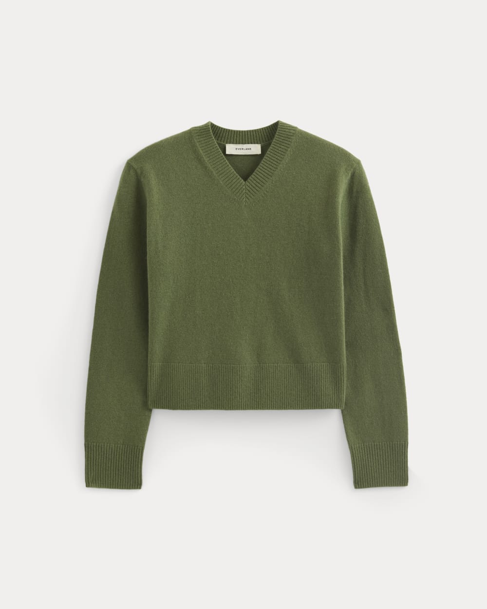 womens-cashmere-cropped-high-v-sweater-forest-green | alt