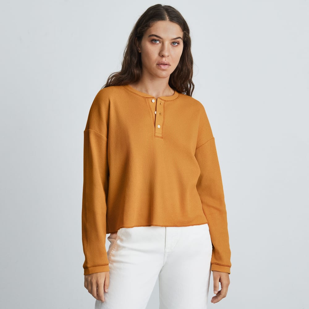 womens-organic-ctn-waffle-henley-orange | primary