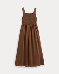 womens-gauze-smock-dress-carob-brown-black-plaid | alt