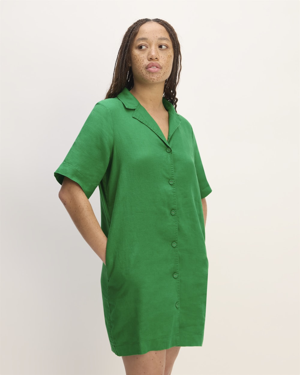womens-linen-shirt-dress-grass-green | primary