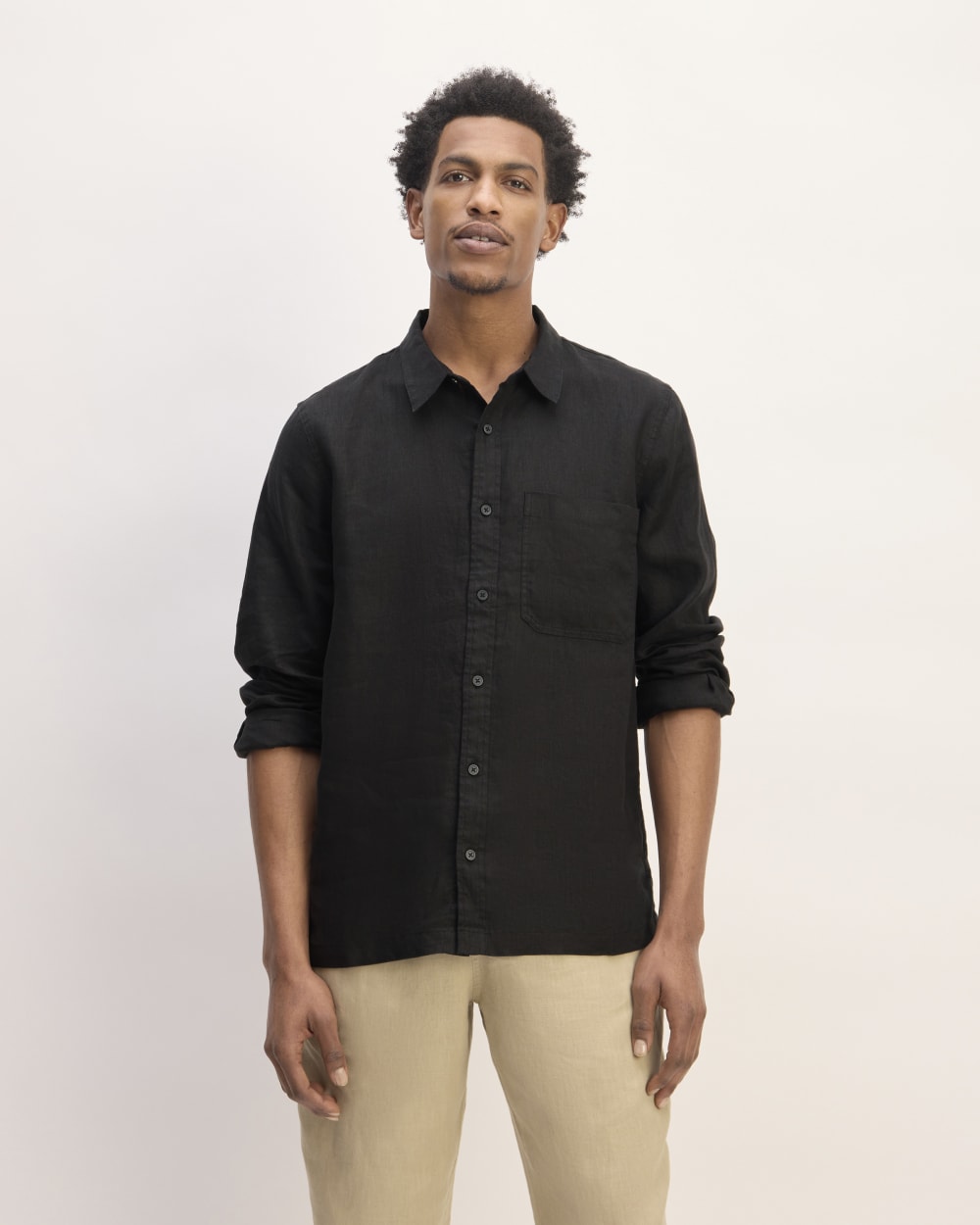 mens-linen-straight-hem-shirt-black | primary