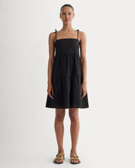 womens-gauze-mini-tiered-dress-black | primary
