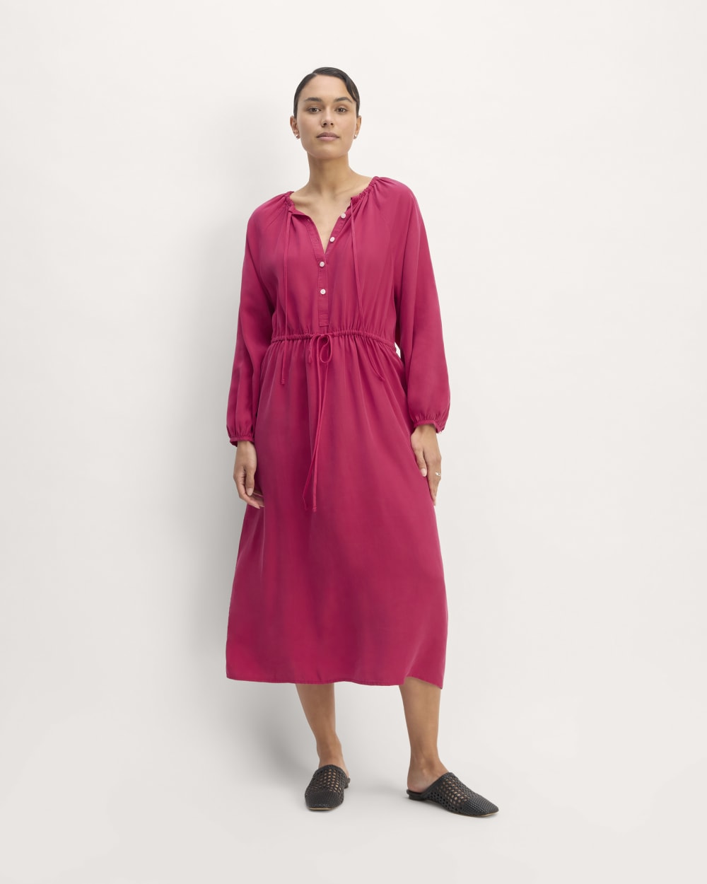 womens-tencel-gathered-maxi-dress-red-currant | primary