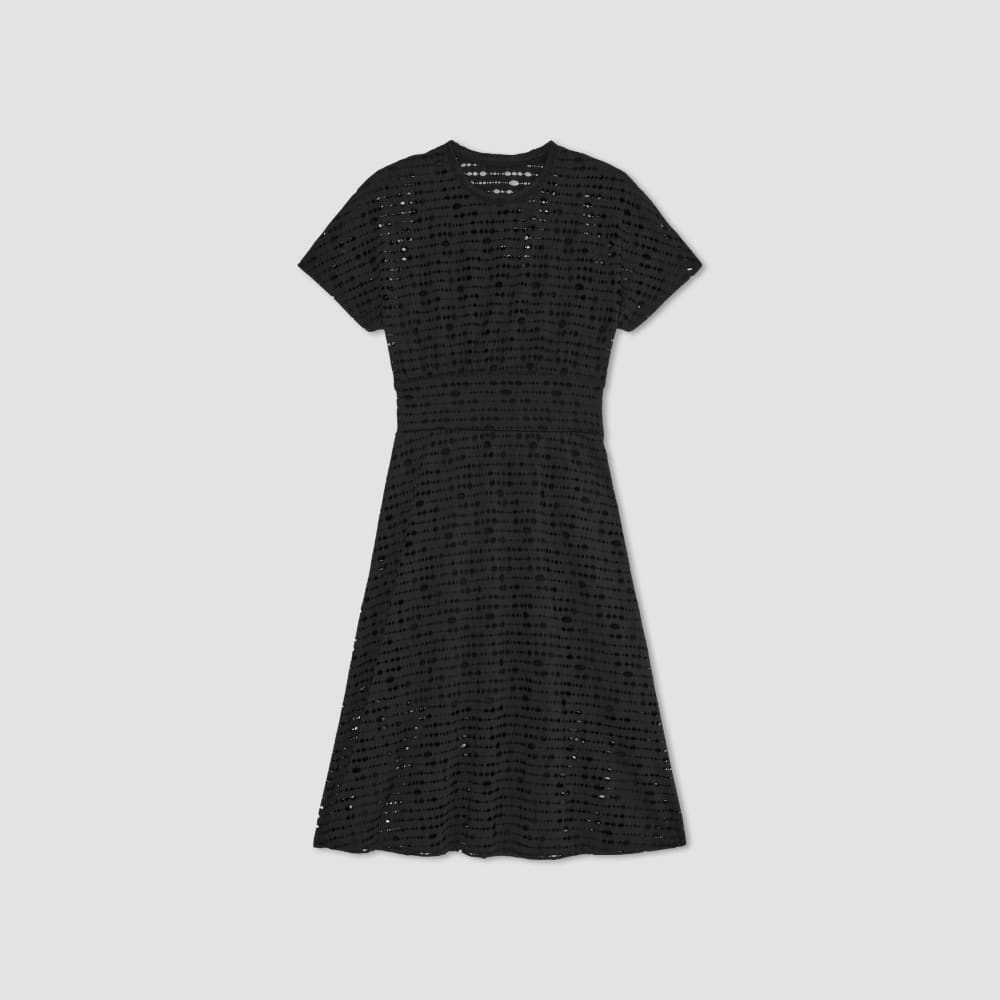 womens-perforated-eyelet-a-line-dress-black | alt