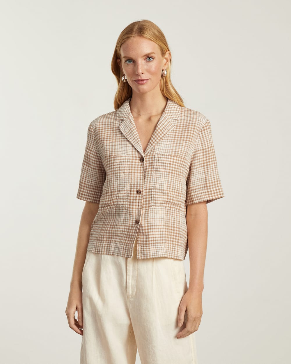womens-linen-workwear-shirt-coffee-grid | primary