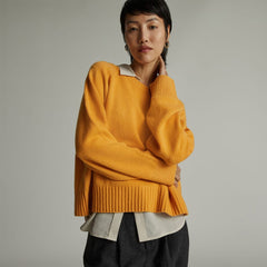 womens-recashmere-cropped-crew-sweater-kumquat | primary