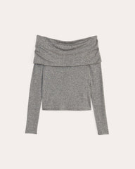 womens-off-shoulder-top-butterluxe-heather-charcoal | alt