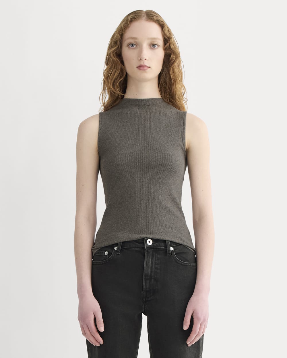 womens-supima-micro-rib-funnel-neck-tank-heathered-fatigue | primary