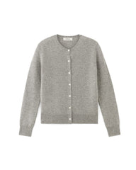 womens-cashmere-classic-crew-cardigan-light-heather-grey | alt