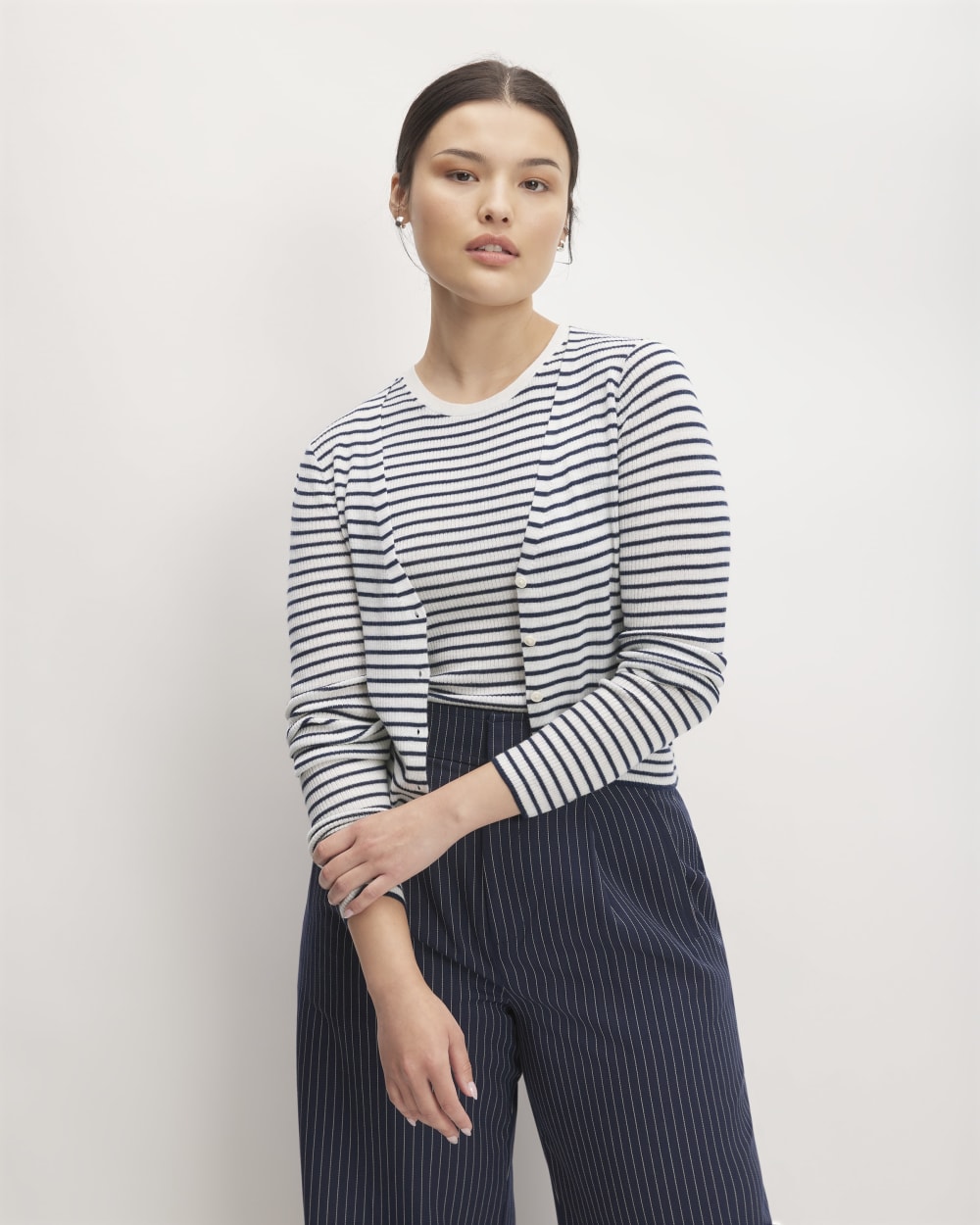 womens-ultrafine-merino-ribbed-cardigan-bone-navy | primary