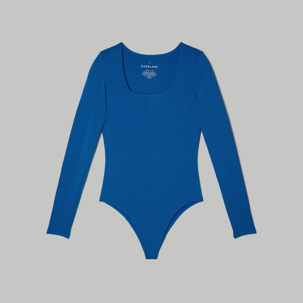 womens-long-sleeve-square-bodysuit-thong-lapis-blue | alt