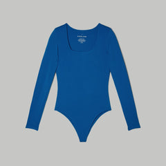 womens-long-sleeve-square-bodysuit-thong-lapis-blue | alt