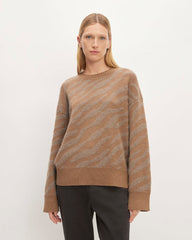 womens-alpaca-tiger-jacquard-crewneck-camel-brown | primary