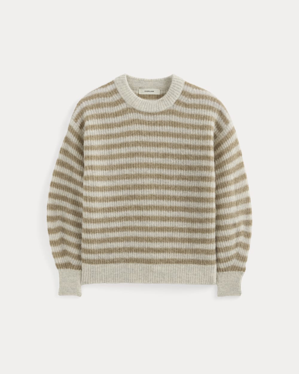womens-alpaca-ribbed-cocoon-crew-mallow-heather-camel-stripe | alt